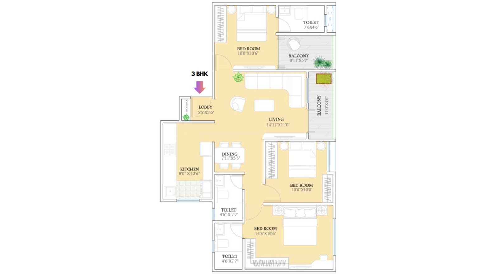Kosmic-Kourt-Yard-3-BHK-946-Sqft